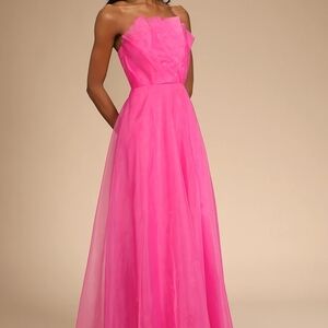 Elegant Pink Strapless Evening Gown